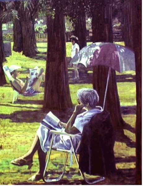 Woman reading in park, by Ruth Bavetta