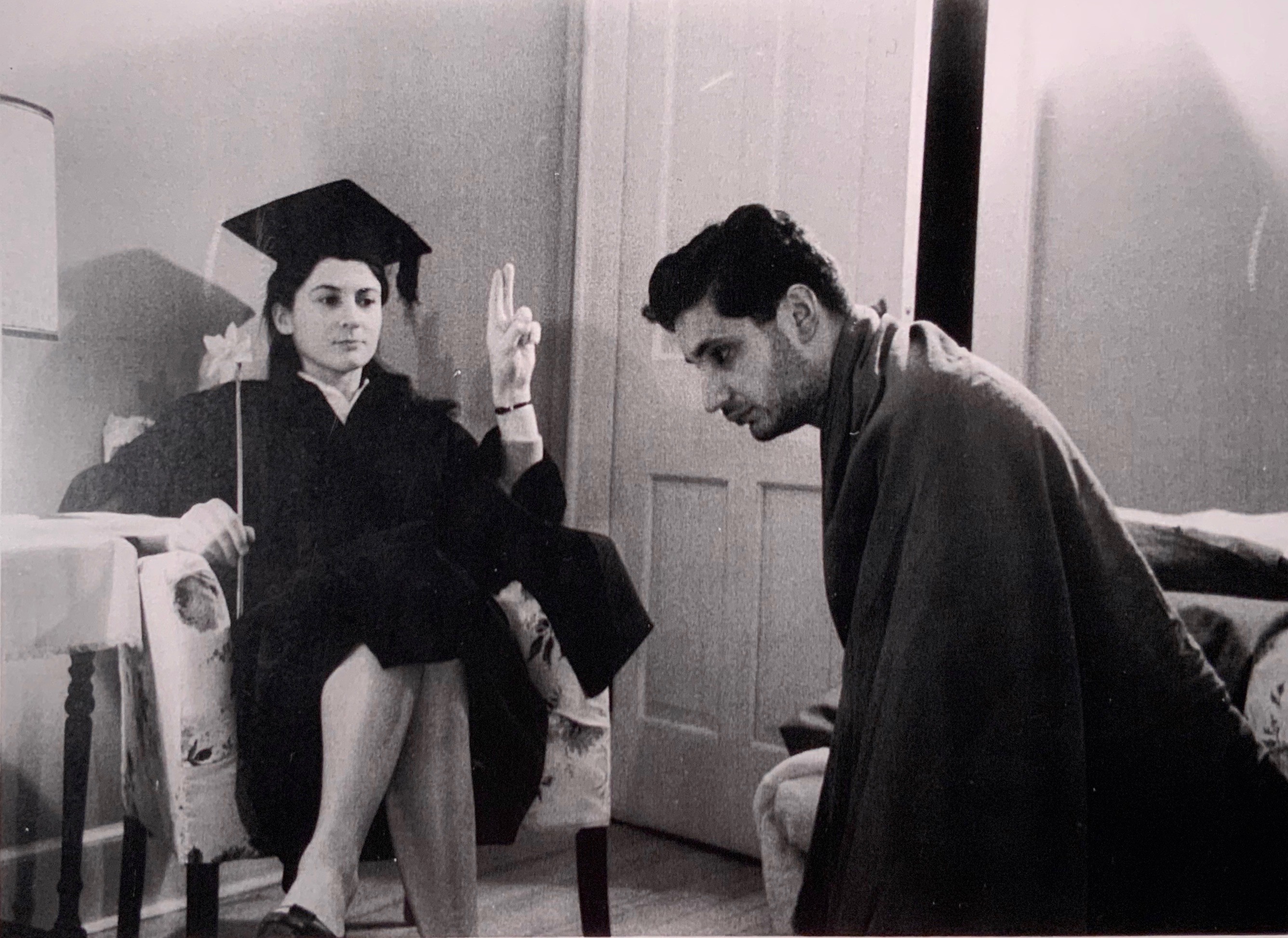The author being uplifted by Lidia Luquet, 1964, Mt. Holyoke, photo by Horacio Porta