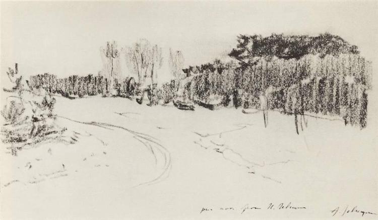 winter path in the forest, by Isaac Levitan